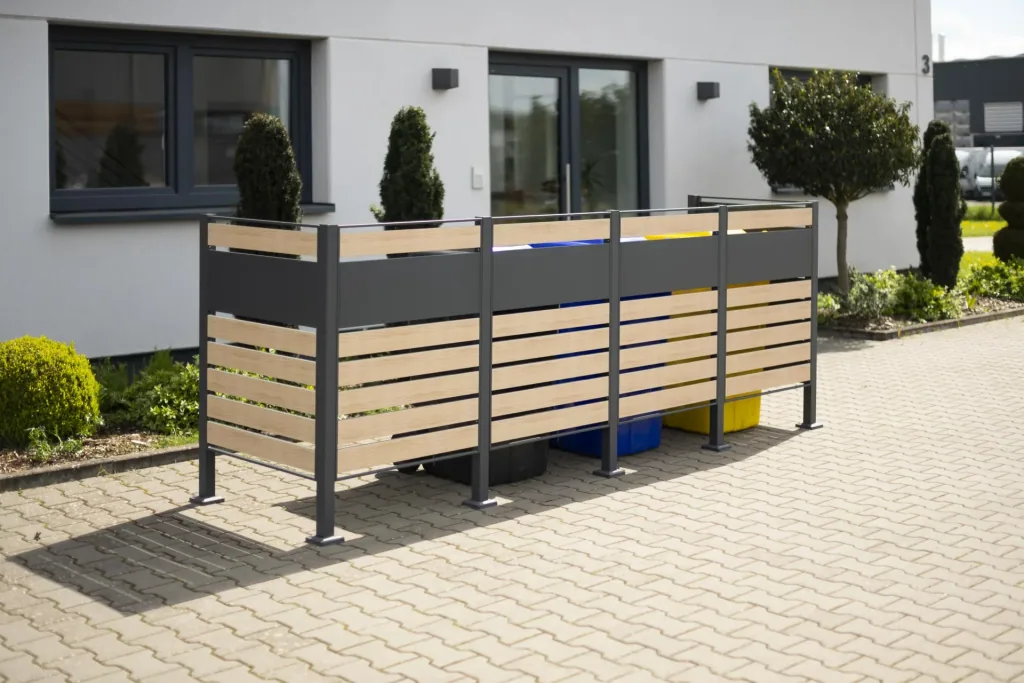 Garbage can cover Planum 4-box, 120 cm, wood look