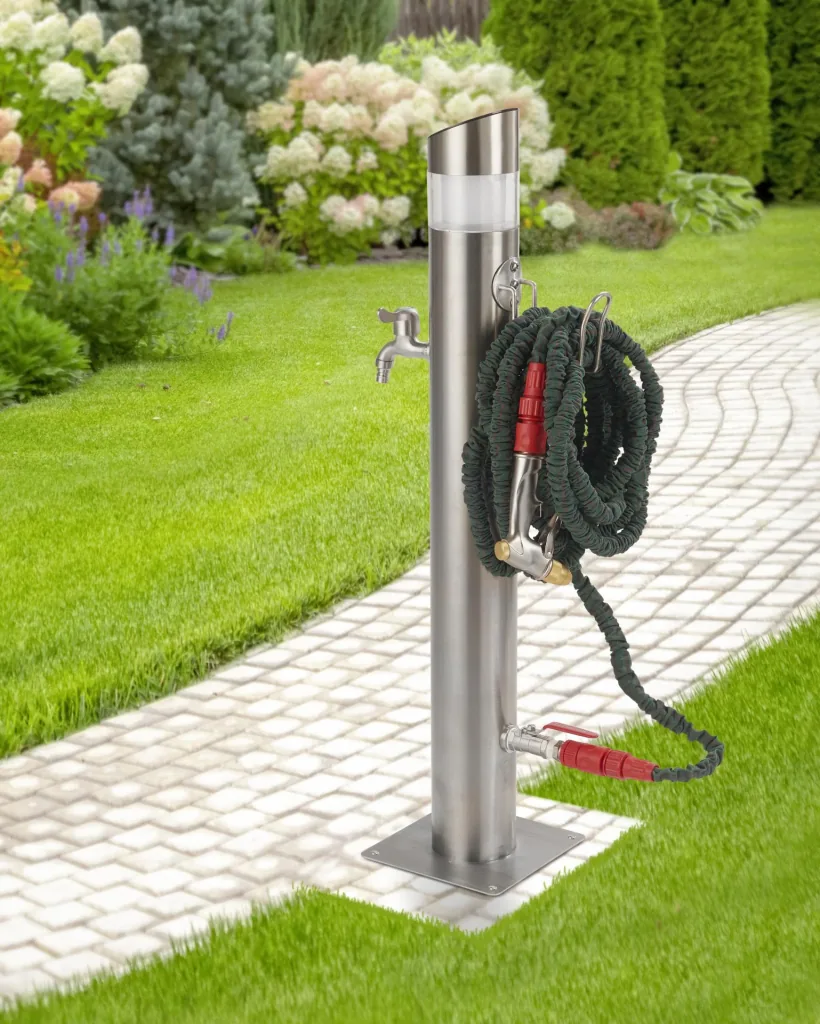 Stainless steel water column + solar stainless steel light
