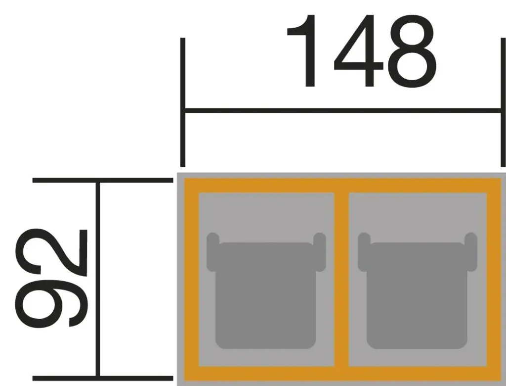 Garbage can box for 2 tons of 240 L each, honey brown impregnated