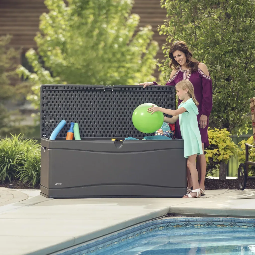 Coffre de rangement 495 L gris 152.5×61×67 cm – coffre de rangement résistant aux intempéries en HDPE