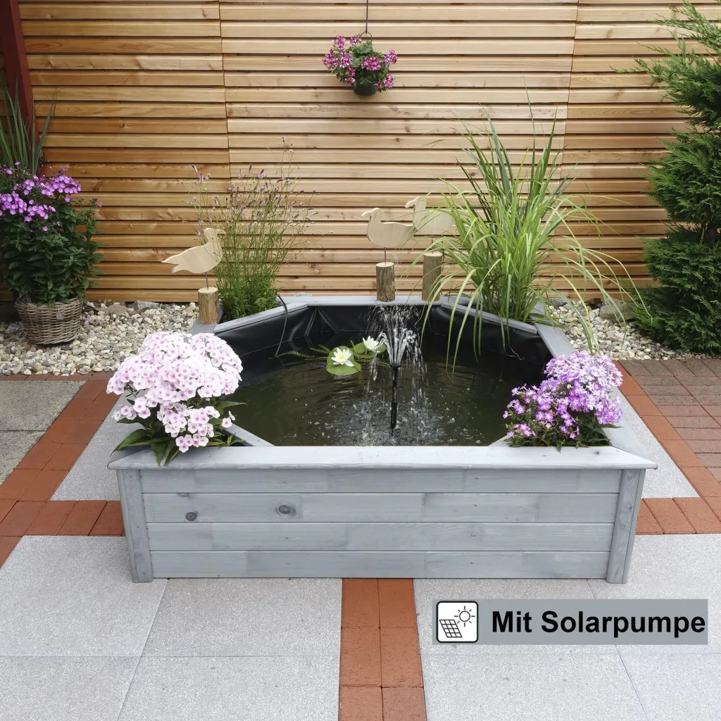 Raised pond with 4 side planting zones Solar, grey