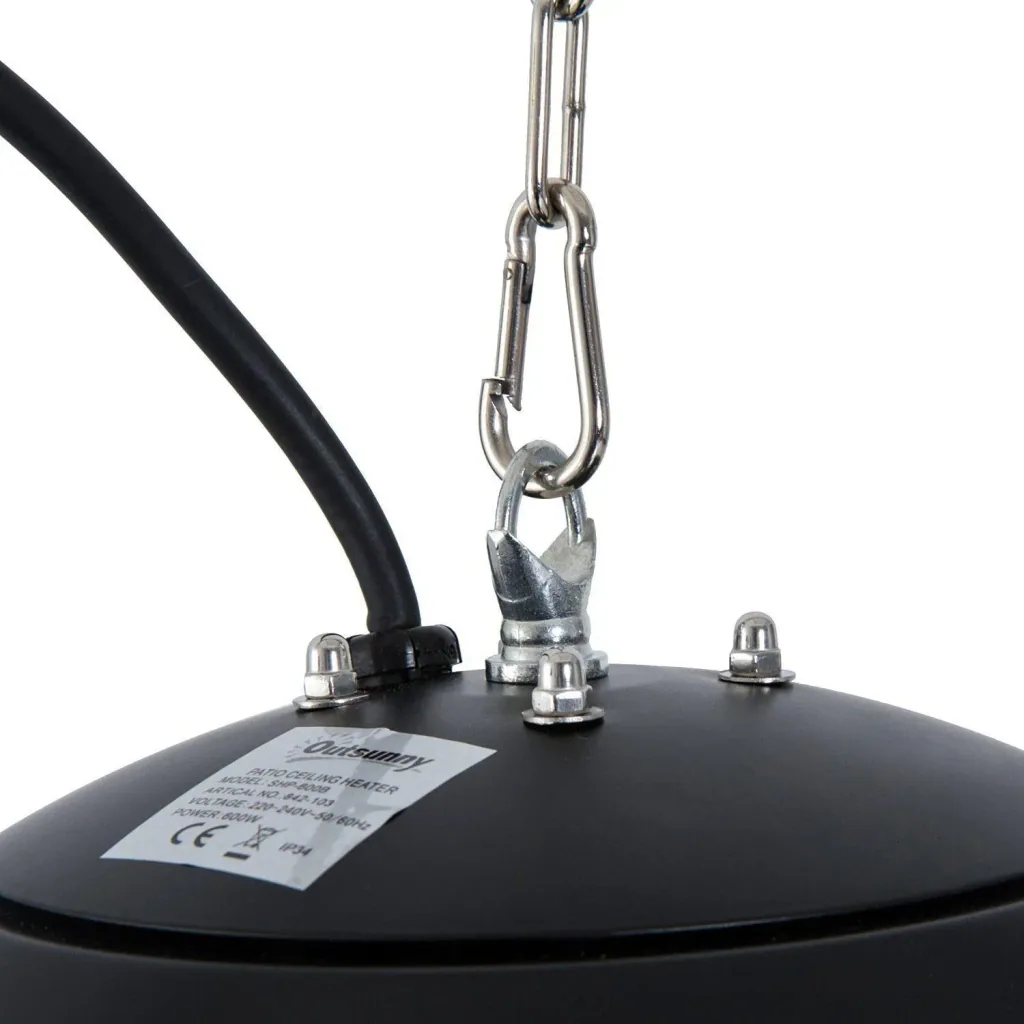 Ceiling heater 600W Black Ø25