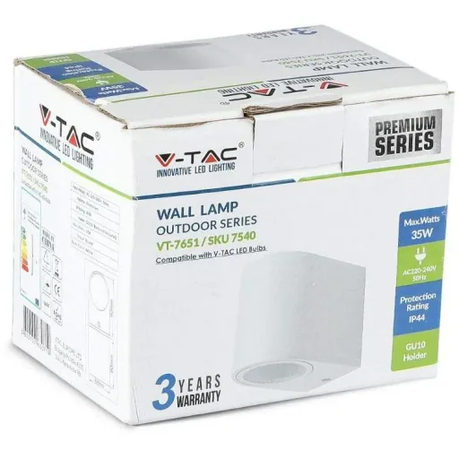 VT-7651RD Outdoor Wall Light - GU10 - White - Round - IP44