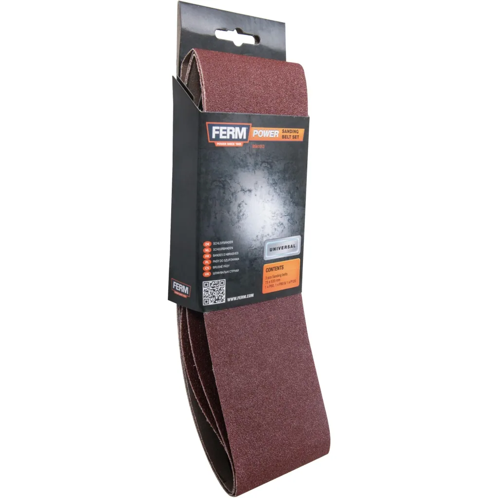 BSA1013 sanding belts, 75x533mm (P60, P100, P120), 3-piece