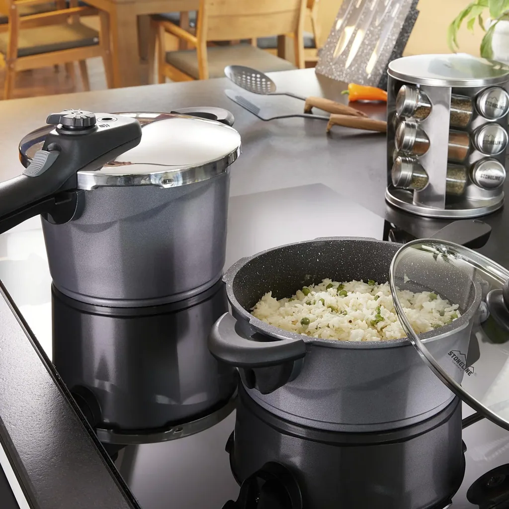 Cast aluminum pressure cooker set 6 pieces 5 liters + 3 liters