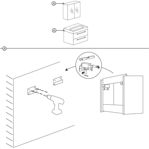 Shallow bathroom furniture 80cm - anthracite