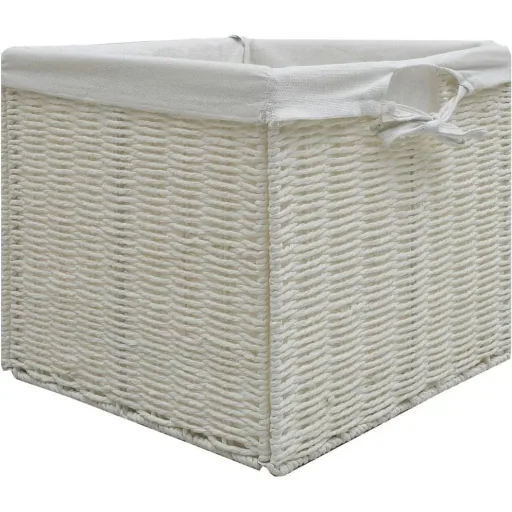 TV cabinet with 2 baskets, white wood