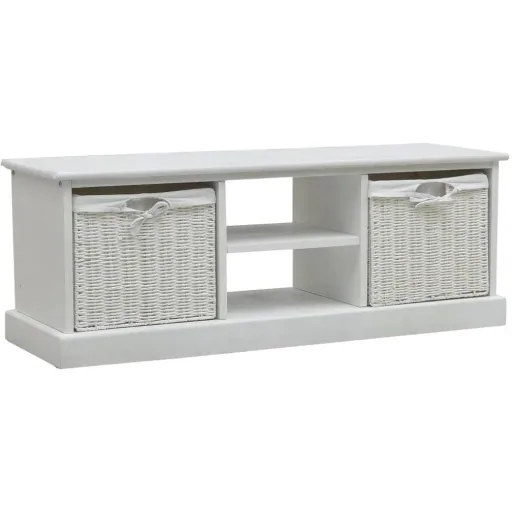 TV cabinet with 2 baskets, white wood