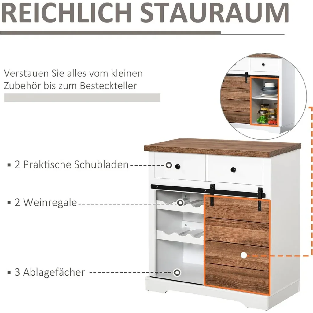 Kitchen cabinet with sliding door white