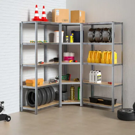 3-in-1 shelving unit - corner cabinet - galvanized - 875 kg
