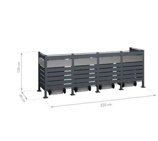 Garbage can cover Planum 4-box, 120 cm, anthracite