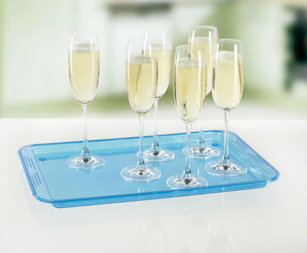 Serving tray, blue/transparent