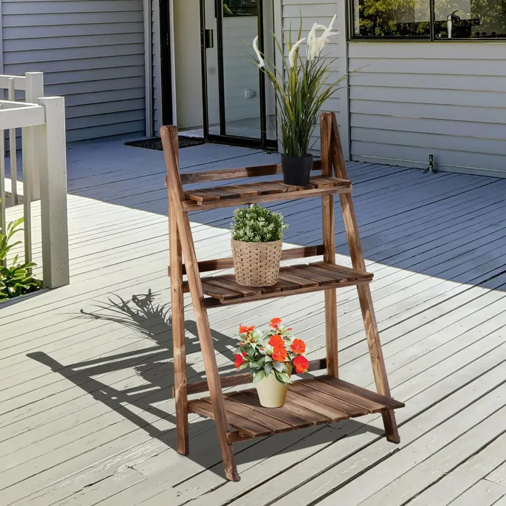 Plant ladder foldable natural