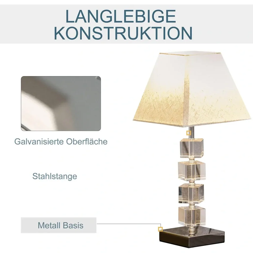 Table lamp with crystal base cream white