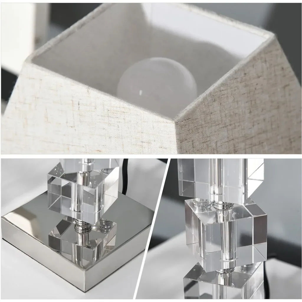 Table lamp with crystal base cream white
