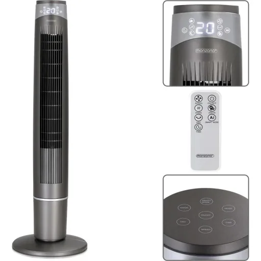 Tower fan grey 120cm including remote control
